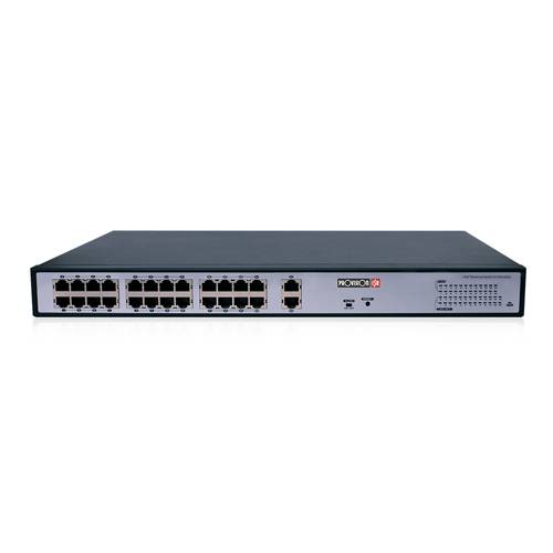 Switch-PoE 24 Puertos - 2 Puertos Uplink Giga-Cobre/Fibra, 300W Total, Hasta 250mts, Fuente Poder Interna. Switch-PoE 24 Puertos - 2 Puertos Uplink Giga-Cobre/Fibra, 300W Total, Hasta 250mts, Fuente Poder Interna.